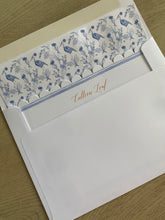 Load image into Gallery viewer, Chinoiserie Orange Tree Stationery Set Personalized Scallop Edge Envelope Liner Trellis Bamboo Watercolor Art Toile Custom Name