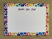 Load image into Gallery viewer, Rainbow Heart Stationery Set with Envelope Liner
