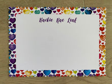 Load image into Gallery viewer, Rainbow Heart Stationery Set with Envelope Liner