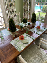 Load image into Gallery viewer, Boxwood Ginger Jar Placemat, Ginger Jar, Scallop Edge, Watercolor, Table Scape, Boxwood, Holiday Placemat, Chinoiserie Placemat, Chinoiserie