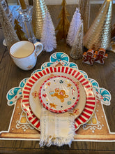 Load image into Gallery viewer, Gingerbread Placemat, Gingerbread House Party, Christmas Placemat, Holiday Decor, Holiday Gift, Christmas Gift, Christmas Table, Gift