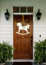 Load image into Gallery viewer, Watercolor green rocking horse door hange
