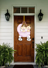 Load image into Gallery viewer, Twins pink watercolor baby carriage door hanger