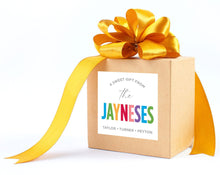 Load image into Gallery viewer, Rainbow Family name label sticker gift tag