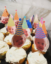 Load image into Gallery viewer, Cake Topper Photo Cake Topper Cupcake topper Birthday Photo Custom Face topper first birthday First Rodeo Party Cowboy Decoration Howdy