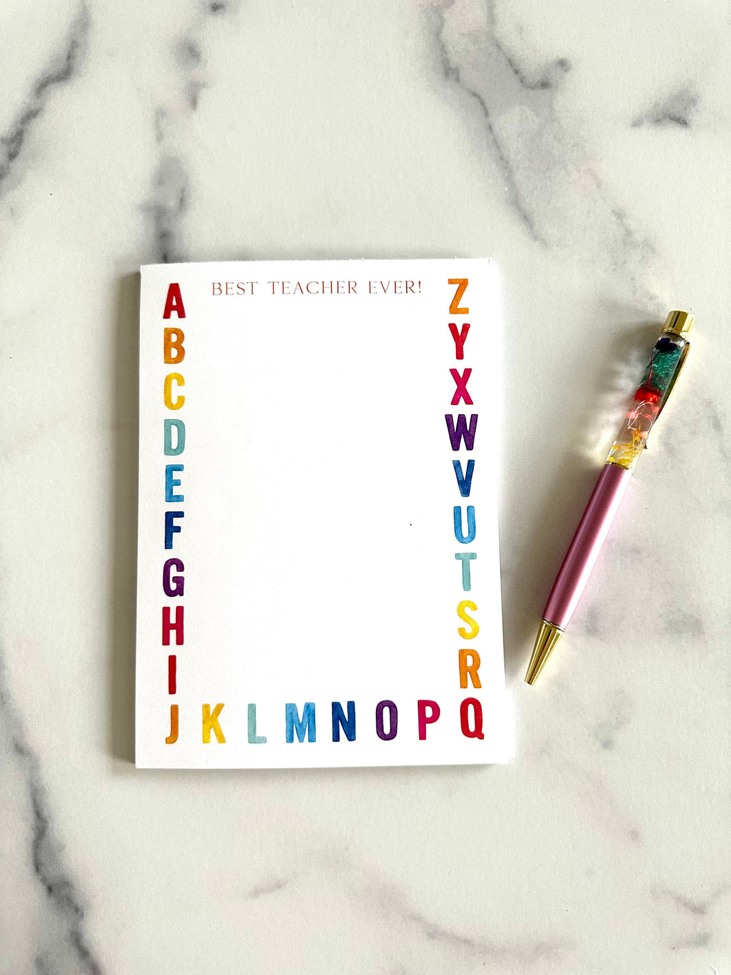 Teacher Gift-Personalized Stationery Notepad-Alphabet- Customizable-Teacher Appreciation- Gift For Teacher-Christmas Teacher Gift