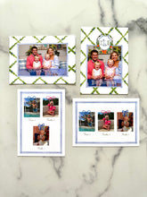 Load image into Gallery viewer, Watercolor Christmas Photo Card Citrus Orange Crest with Monogram Chinoiserie Personalized Printed Holiday Trellis Customized with Envelopes