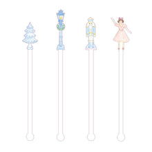 Load image into Gallery viewer, watercolor blue christmas tree blue lantern with wreath nutracker and sugar plum fairy