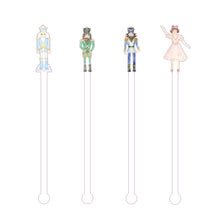 Load image into Gallery viewer, nutracker in blue green and navy with sugar plum fairy acrylic drink stir