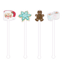 Load image into Gallery viewer, vintage santa mug snowflake sugar cookie gingerbread man marshmellow acrylic drink stir