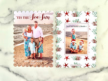 Load image into Gallery viewer, 2023 Holiday card Family photo Christmas card Beach theme Southern Tropical Florida Tis the Season Sea Sun Picture Card Watercolor Design