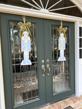 Load image into Gallery viewer, blue watercolor nutcracker door hange side view
