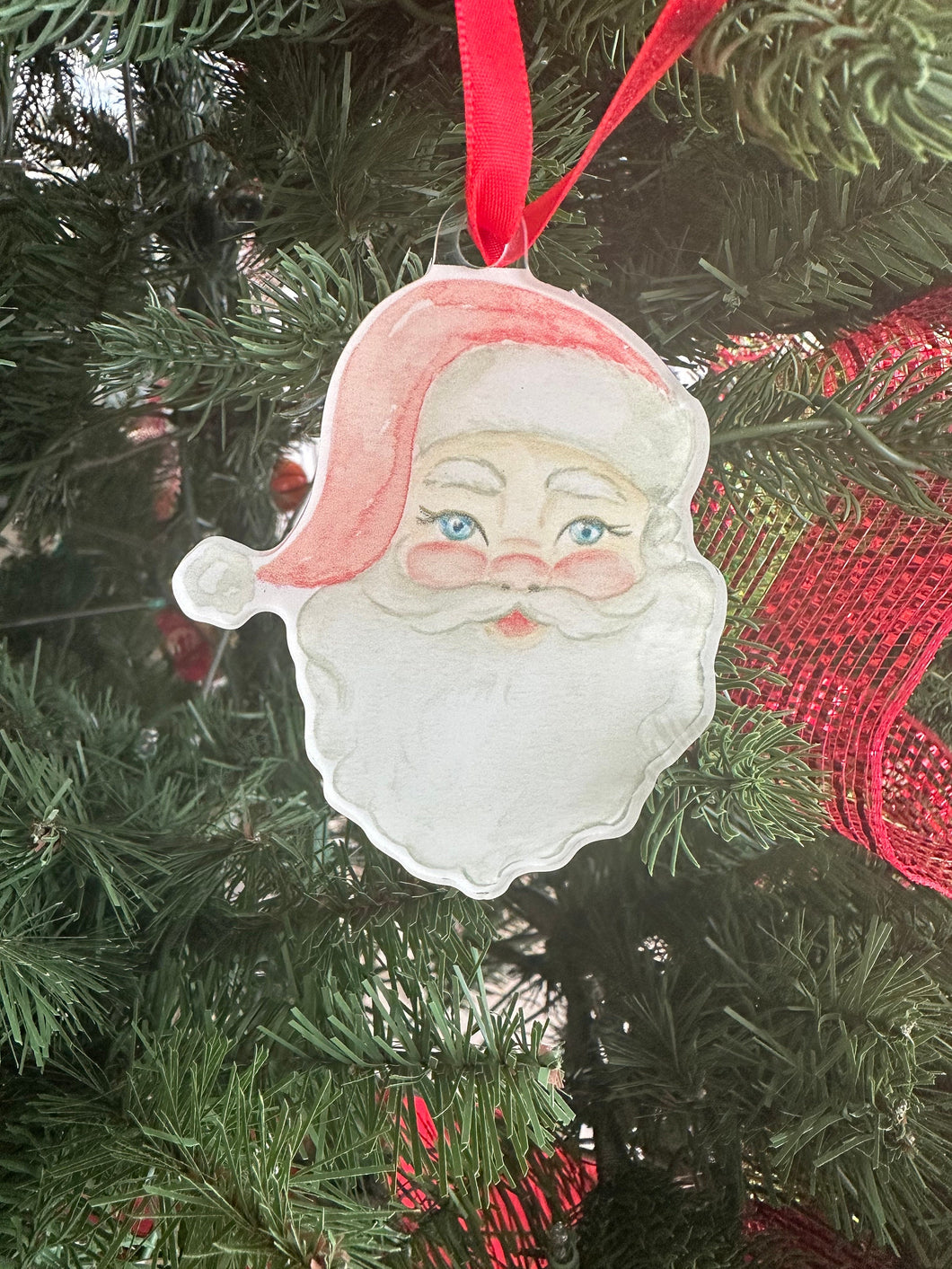 Vintage Santa Acrylic Ornament Christmas Gift Holiday Tree Trimming Hostess Gift Gift For Her Gift for Him Housewarming Gift Santa Claus