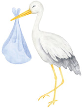Load image into Gallery viewer, watercolor stork blue door hanger
