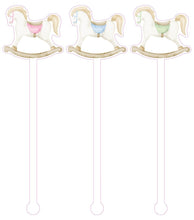 Load image into Gallery viewer, Rocking Horse Acrylic Drink Stir watercolor baby shower