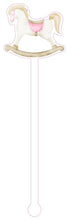 Load image into Gallery viewer, Pink Watercolor Rocking Horse Acrylic Drink Stir