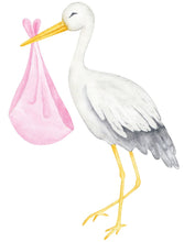Load image into Gallery viewer, watercolor stork pink door hanger
