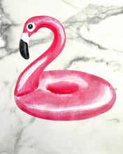 Load image into Gallery viewer, Flamingo Float Placemat, Table Decor, Summer Placemat, Hostess Gift, Housewarming Gift, Wedding Gift, Outdoor Decor, Summer Decor