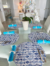 Load image into Gallery viewer, Nautical Fish in the Sea Scallop Edge Placemat Watercolor Round Rectangular Wipeable Red White Blue Summer Beach USA America Tropical