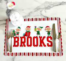 Load image into Gallery viewer, Elf Placemats, Personalized, Child Name Placemat, Holiday Gift, Child Gift, Personalized Gift, Elf, Kid Christmas Gift, Kid Gift, Christmas