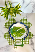 Load image into Gallery viewer, Shamrock Four Leaf Clover Placemat Charger Green Luck of the irish Plaid Ireland