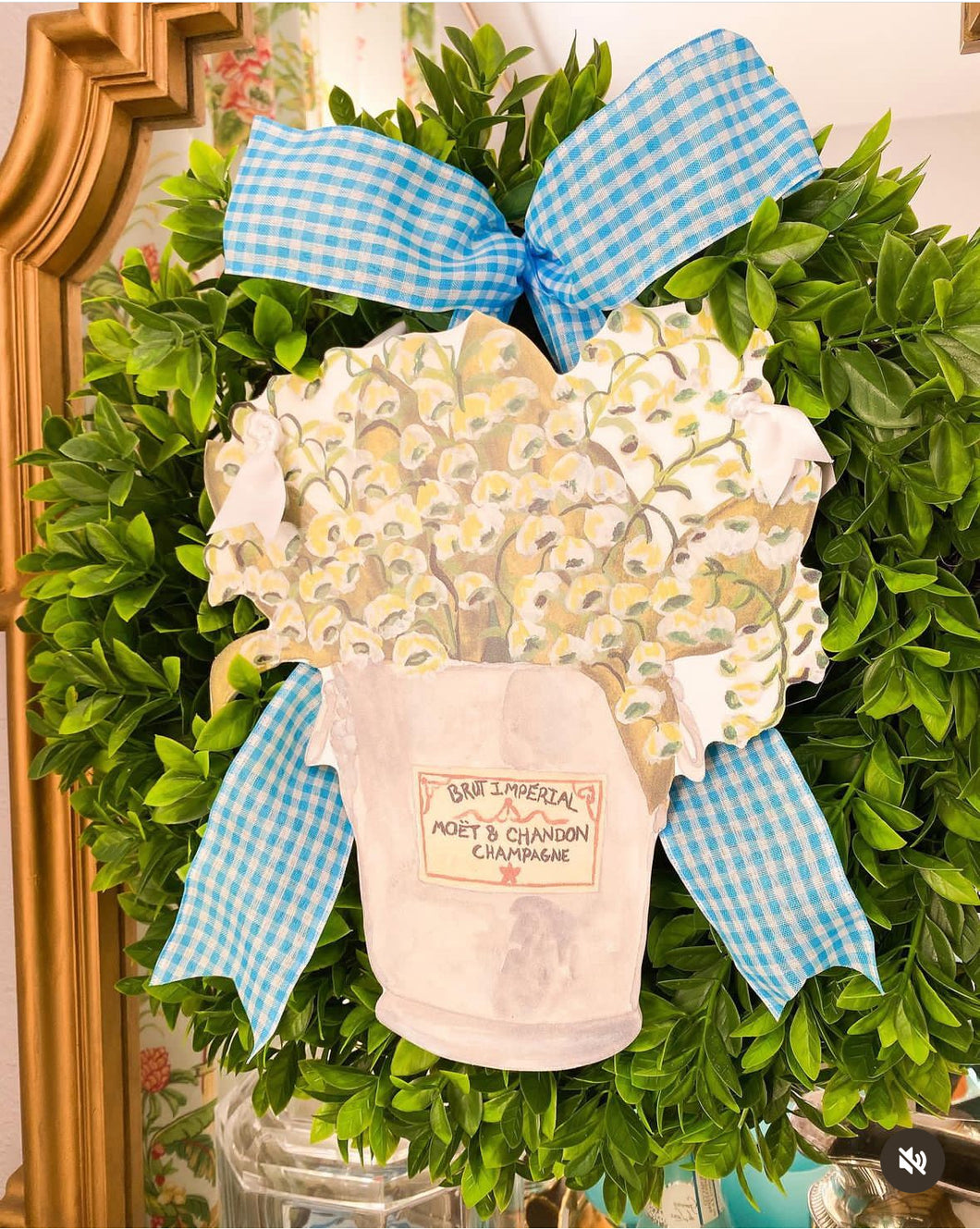 Champagne & Lilly of the Valley Door Hanger- Medium