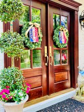 Load image into Gallery viewer, French Flag Holder Shield Door Hanger on topiary
