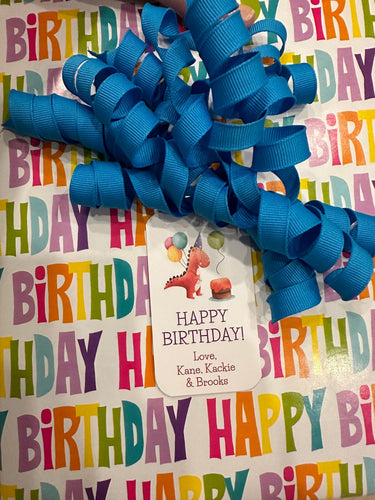 dinosaur birthday gift tag
