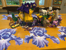 Load image into Gallery viewer, Iris Placemat/ Charger Flower New Orleans Mardi Gras Krewe of Iris Wipeable Watercolor Tablesetting Table Scape
