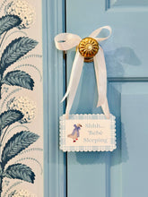 Load image into Gallery viewer, Bebe sleeping mini door hanger in blue plaid
