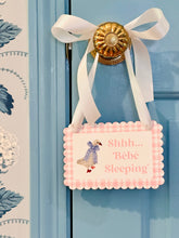 Load image into Gallery viewer, Bebe sleeping mini door hanger in pink plaid
