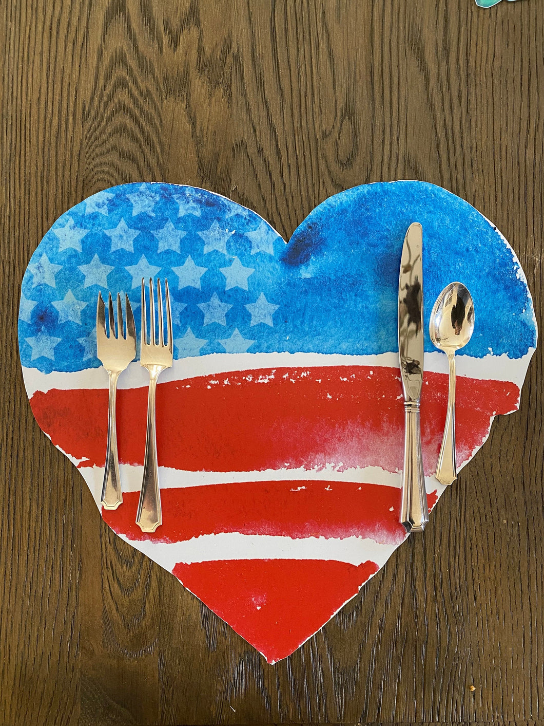 American Flag Placmat- Heart Watercolor