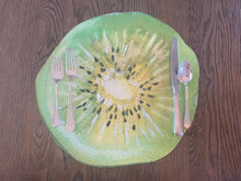 Load image into Gallery viewer, Kiwi Fruit Placemat Watercolor Indoor Outdoor Summer Poolside Green Citrus Beach Plastic Placemat Hostess Gift Rainbow
