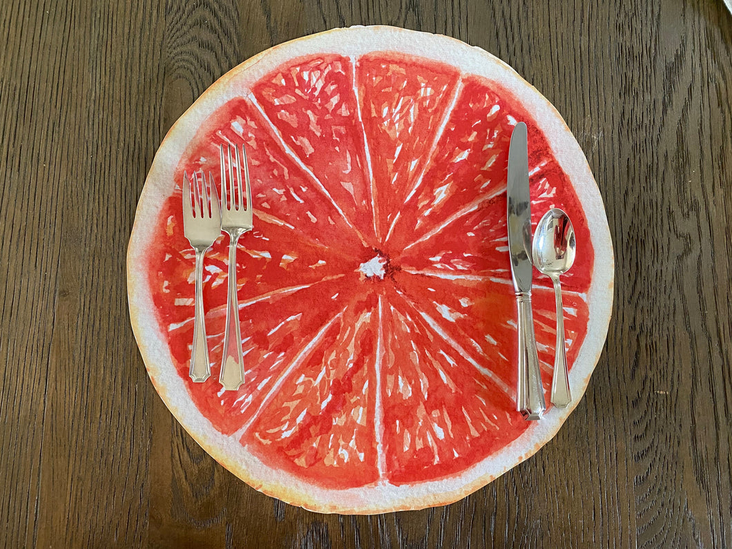 Grapefruit Placemat Fruit Watercolor  indoor Outdoor Wipeable Table Setting Summer Citrus