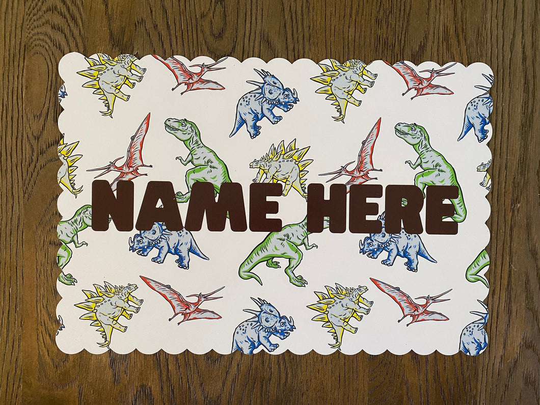 Dinosaur Personalized Placemat, Dino Gift, Dinosaur, Child Placemat, Child Name, Personalized Placemat, Child Gift, Birthday Gift, Kid Gift