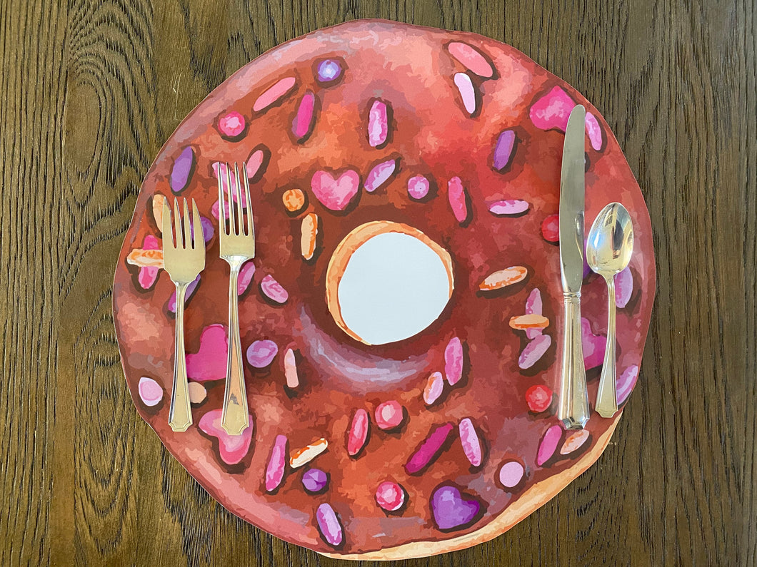 Donut Placemat Birthday Party Danish Sweet Treat Wipeable Place Setting