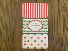 Load image into Gallery viewer, Chevron Red and Green Personalized Christmas Gift Tags
