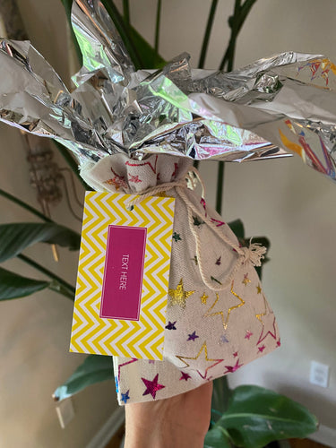 chevron gift tag yellow and pink