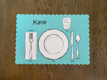 Load image into Gallery viewer, Kids Table Setting Placemat, Child Placemat, Child Name, Personalized Placemat, Child Gift, Birthday Gift, Kid Gift, Child Learning

