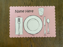 Load image into Gallery viewer, Kids Table Setting Placemat, Child Placemat, Child Name, Personalized Placemat, Child Gift, Birthday Gift, Kid Gift, Child Learning
