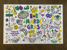 Load image into Gallery viewer, Mardi Gras Coloring Placemats, Louisiana Coloring Pads, Child Placemat, Child Gift, Kid Gift, Child Learning, New Orleans, School

