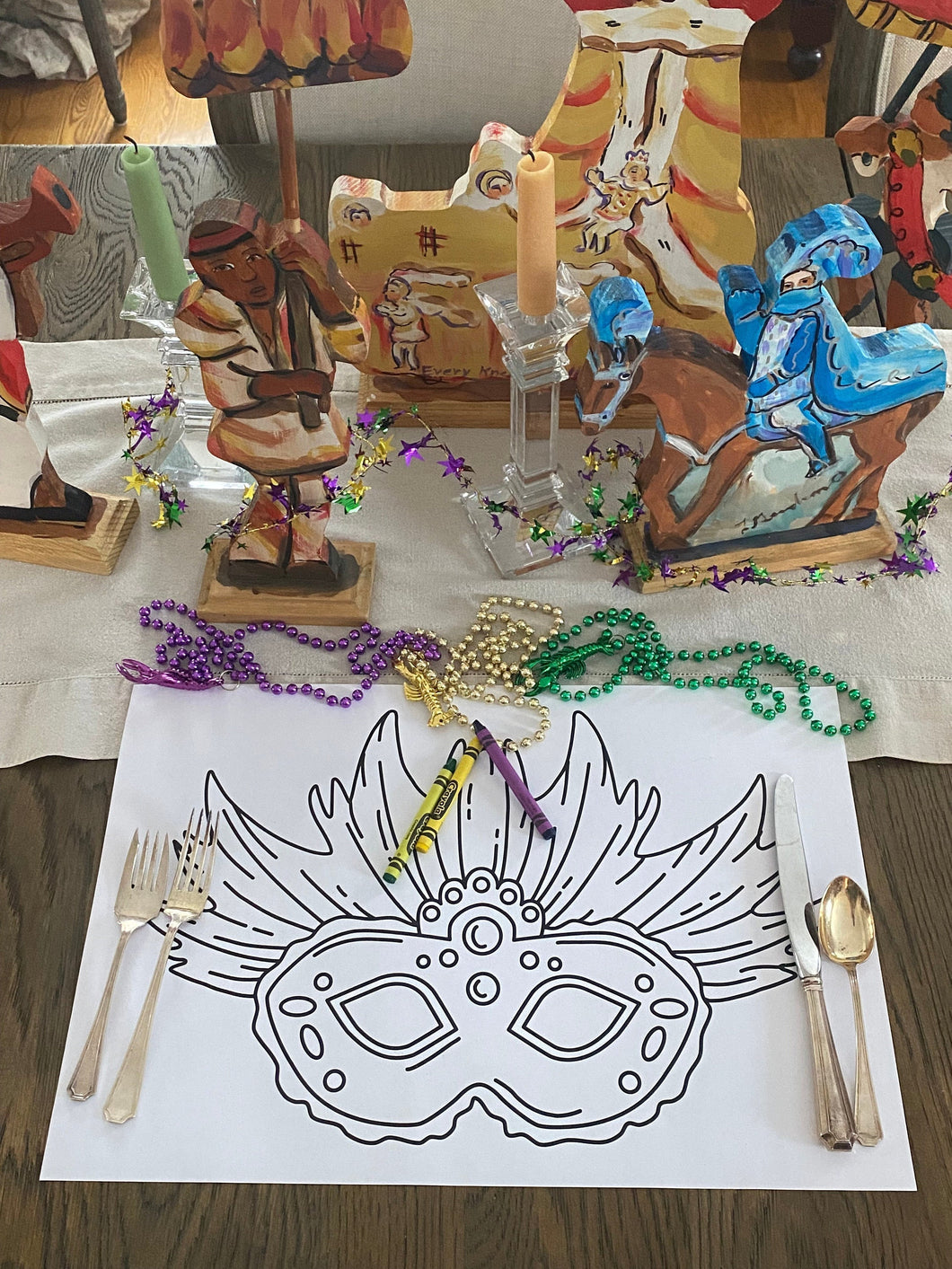 Mardi Gras Mask Coloring Placemat/ Pad