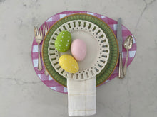 Load image into Gallery viewer, Gingham Easter Egg Placemat Spring Watercolor indoor Outdoor Wipeable Table Setting
