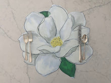 Load image into Gallery viewer, Magnolia Placemat, Flower Placemat, Louisisna Georgia Southern Placemat, Table Placemat, Flower Charger, Floral Watercolor Wipeable
