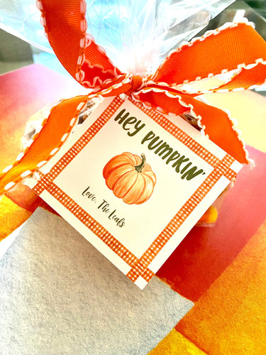 watercolor pumpkin gift tag