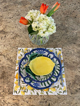 Load image into Gallery viewer, Lemon Paper Placemats Italian Inspired Table setting Place setting Lemon pattern indoor outdoor dining
