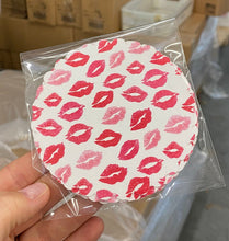Load image into Gallery viewer, Lips and Love Drink Coasters (Pack of 20), Valentines Gift for Her, Hostess Gift, Lips, Be Mine, Candy Hearts, Love Bachelorette Party
