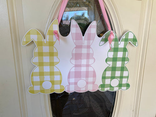 gingham easter bunny door hanger