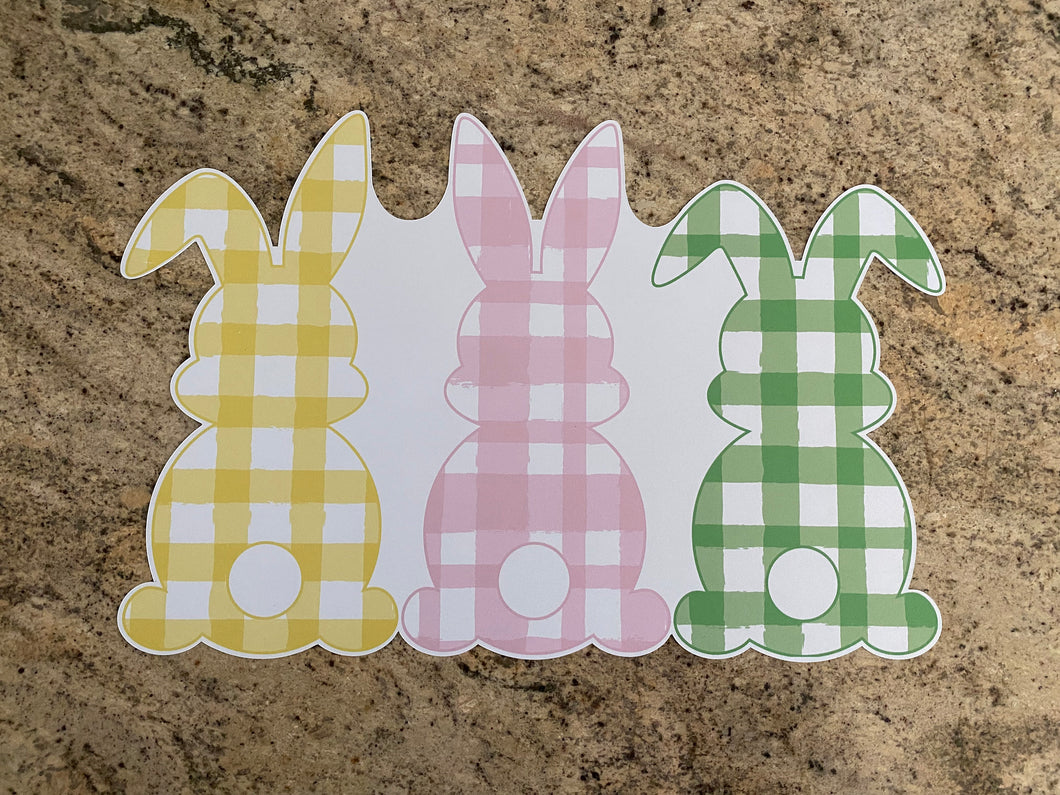Gingham Plaid Easter Bunny Placemats Spring Decor Wipeable Tablesetting