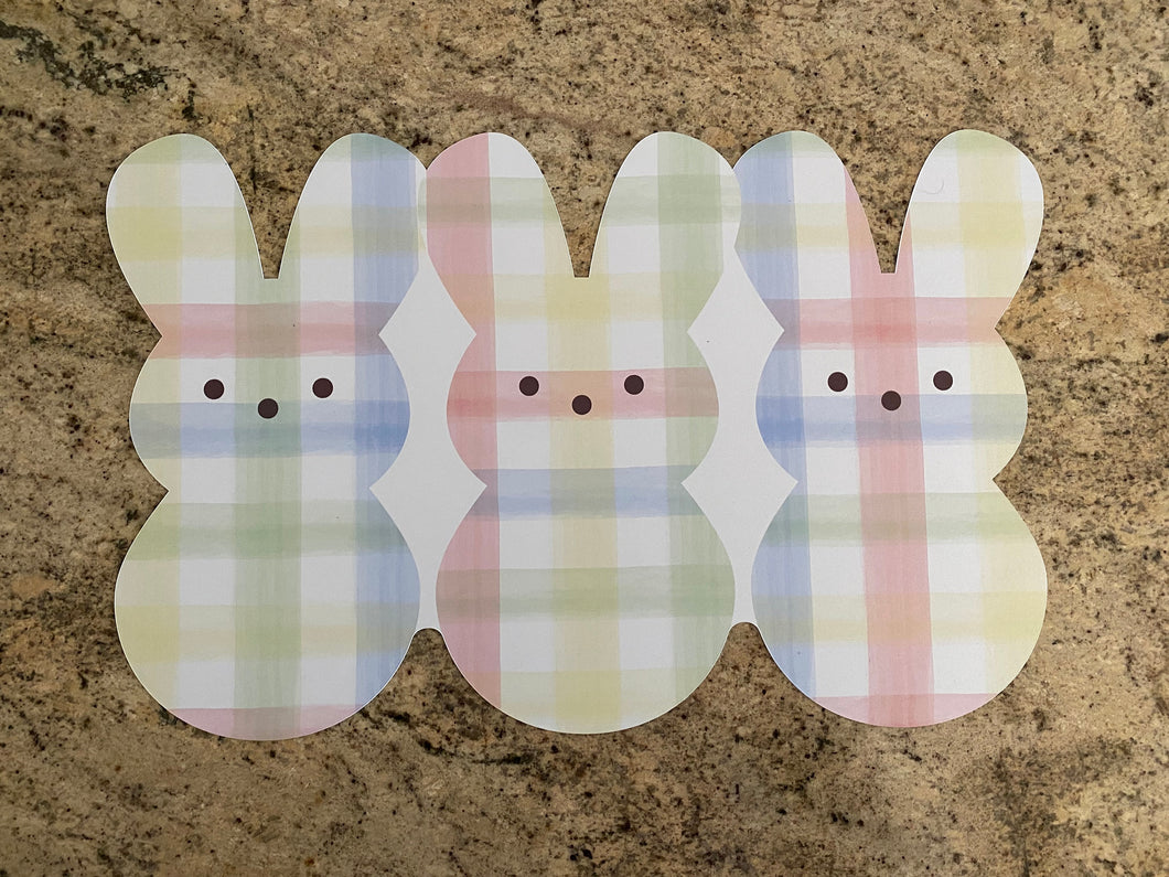 Plaid Easter Peeps Placemats/ Charger Watercolor Spring Wipeable Decor